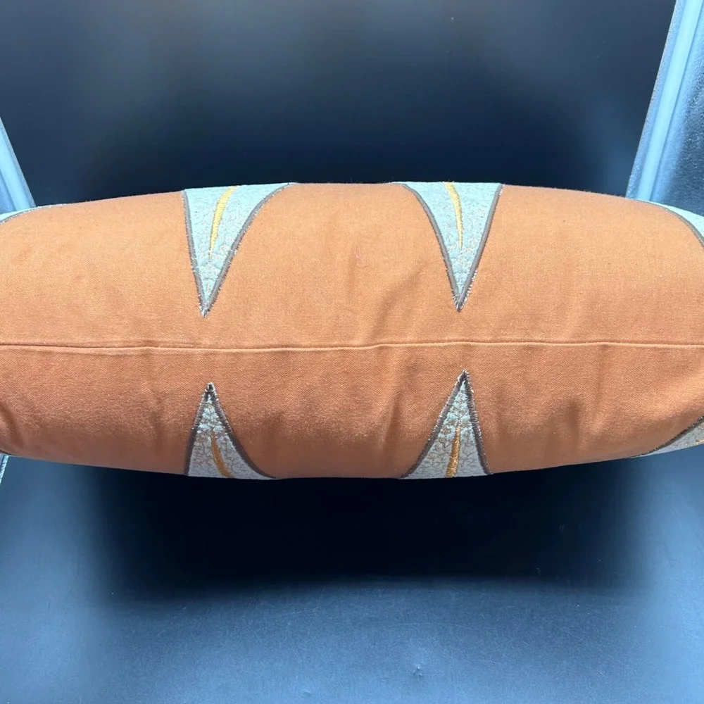 Global Views Pillow Accent Throw Pillow‎ Apricot Copper Leaf Leaves Texture